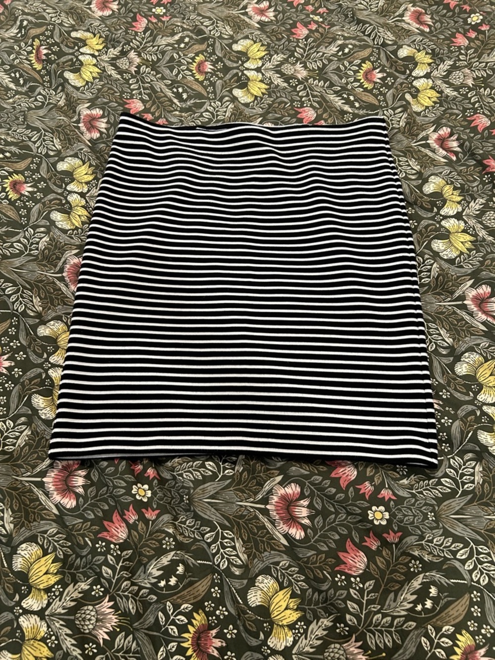LOFT Black and White Striped Knit Mini Skirt